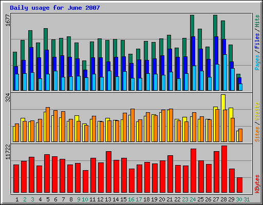 Daily usage for June 2007