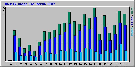 Hourly usage for March 2007