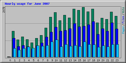 Hourly usage for June 2007