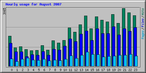 Hourly usage for August 2007